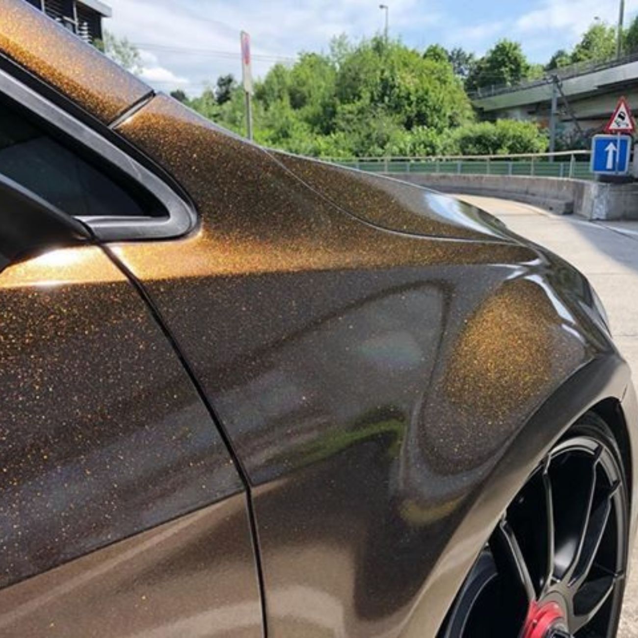 ציפוי ויניל מבריק - ברונזה פנינה ונצנץ שחור מטר 1 - Kpmf – תמונה 2